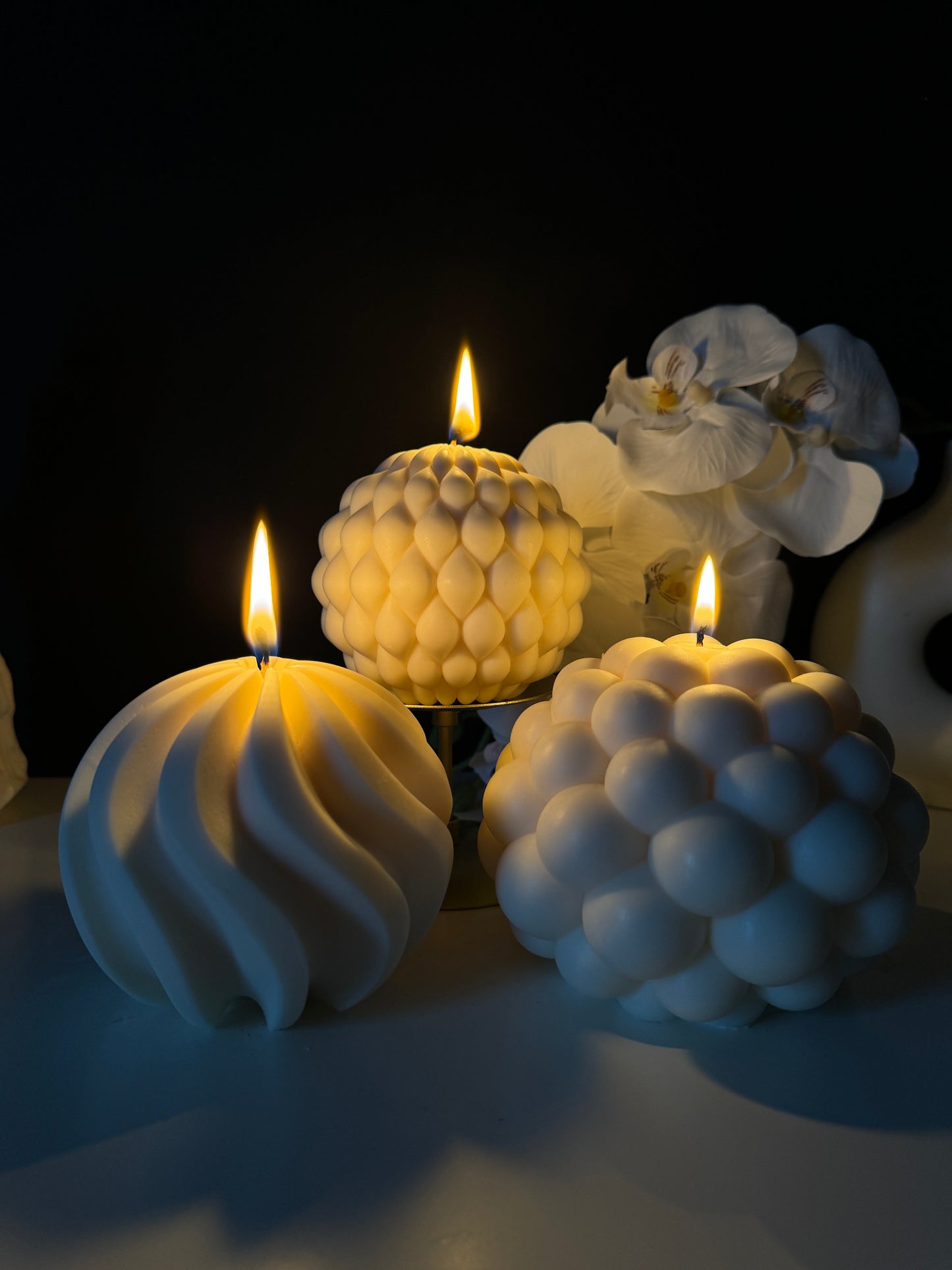 Sculptural Ball & Wave Candles